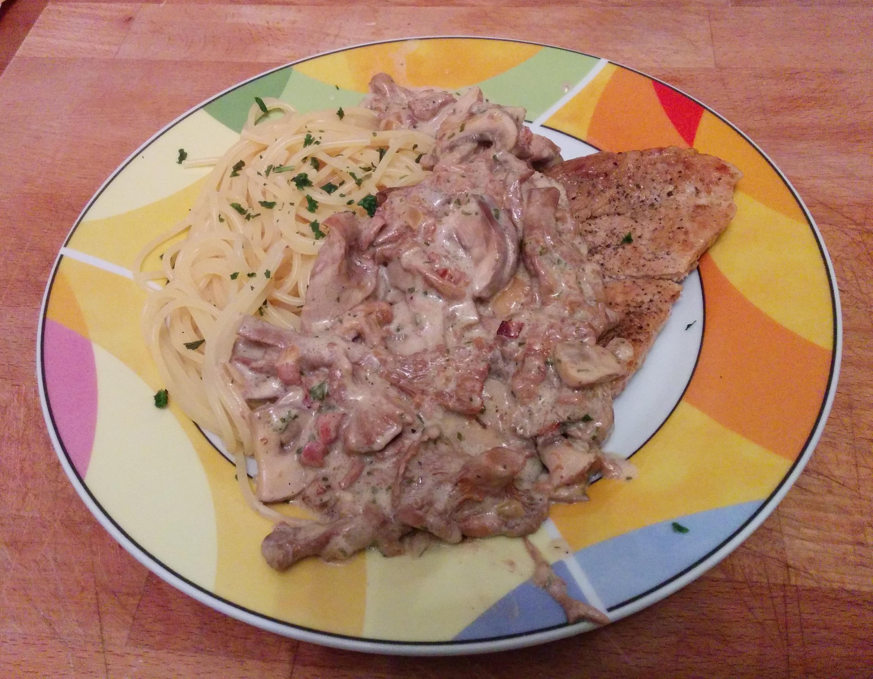 Spaghetti mit Pilzsoße